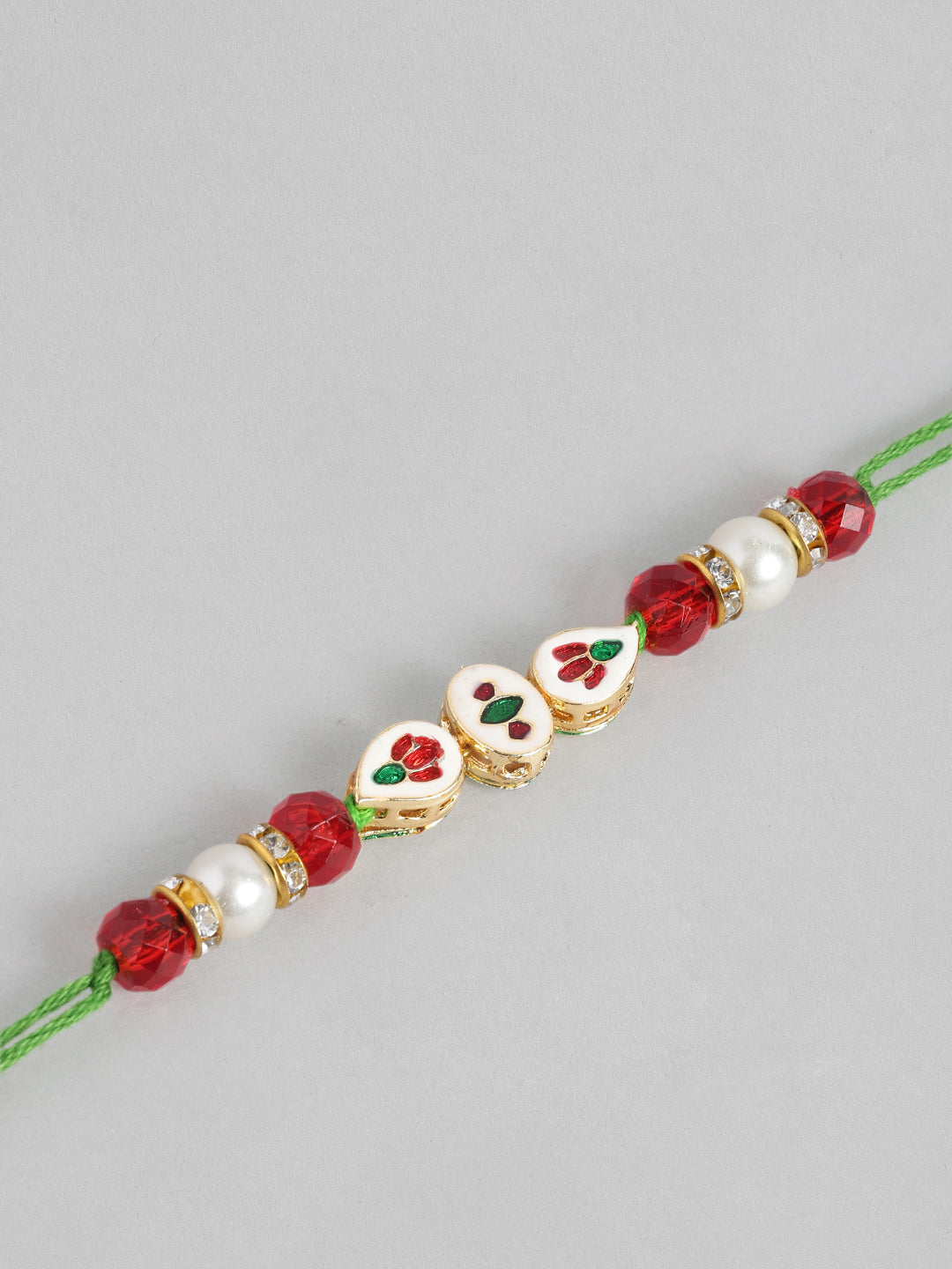 Multi Colour Brass Kundan Rakhi set of 2