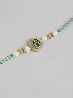 Multi Colour Brass Kundan Rakhi set of 2