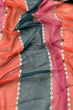 Elegant faux georgette saree with real mirror embroidery work for wedding and festive occasions