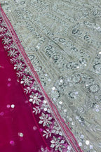 Elegant faux georgette flared lehenga with sequins embroidery, can-can layers and dupatta for wedding and festive wear