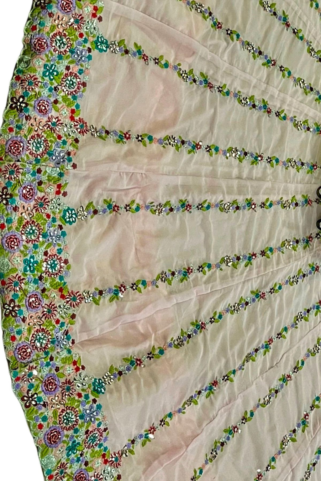 Semi-Stitched Pink Georgette Real Mirror, Sequins Embroidered Lehenga