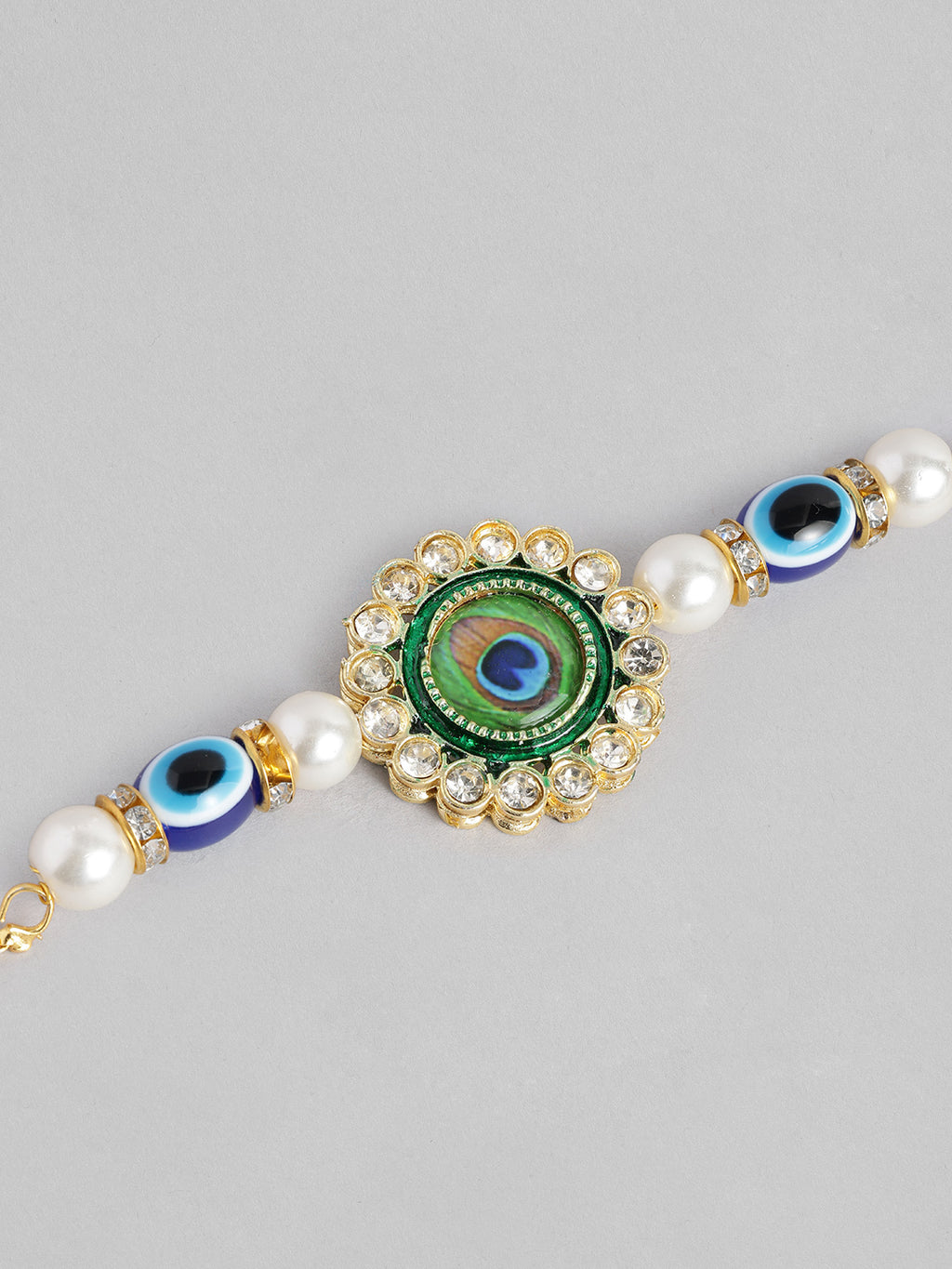 Multi Colour Brass Kundan Rakhi set of 2