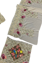 Semi-Stitched Champagne Gold Floral Embroidered Sequins Lehenga