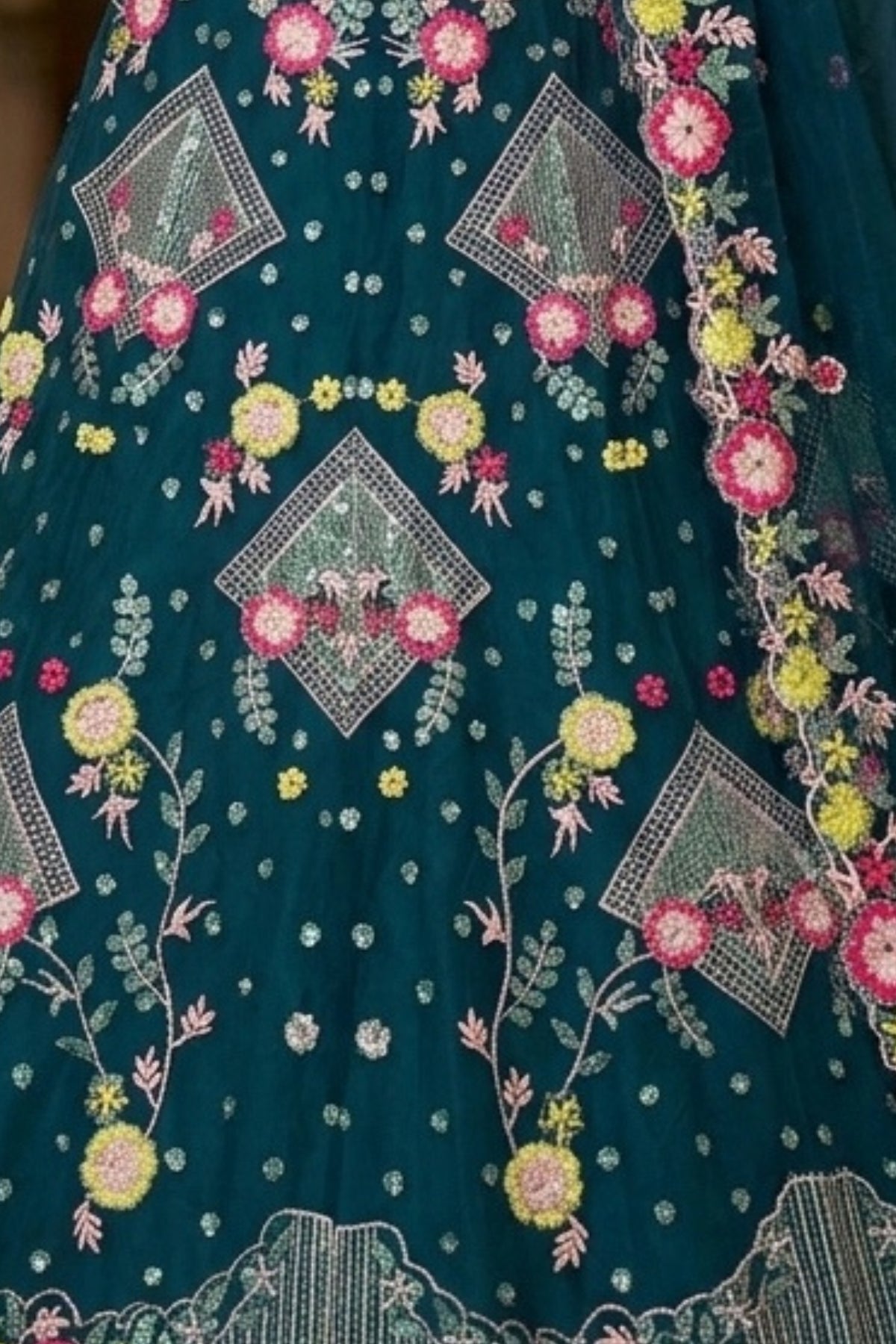 Semi-Stitched Butterfly Net Sequins Embroidered Lehenga Set with Dupatta