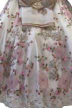 Ivory Tabby Silk Pearl Embroidered Lehenga Set