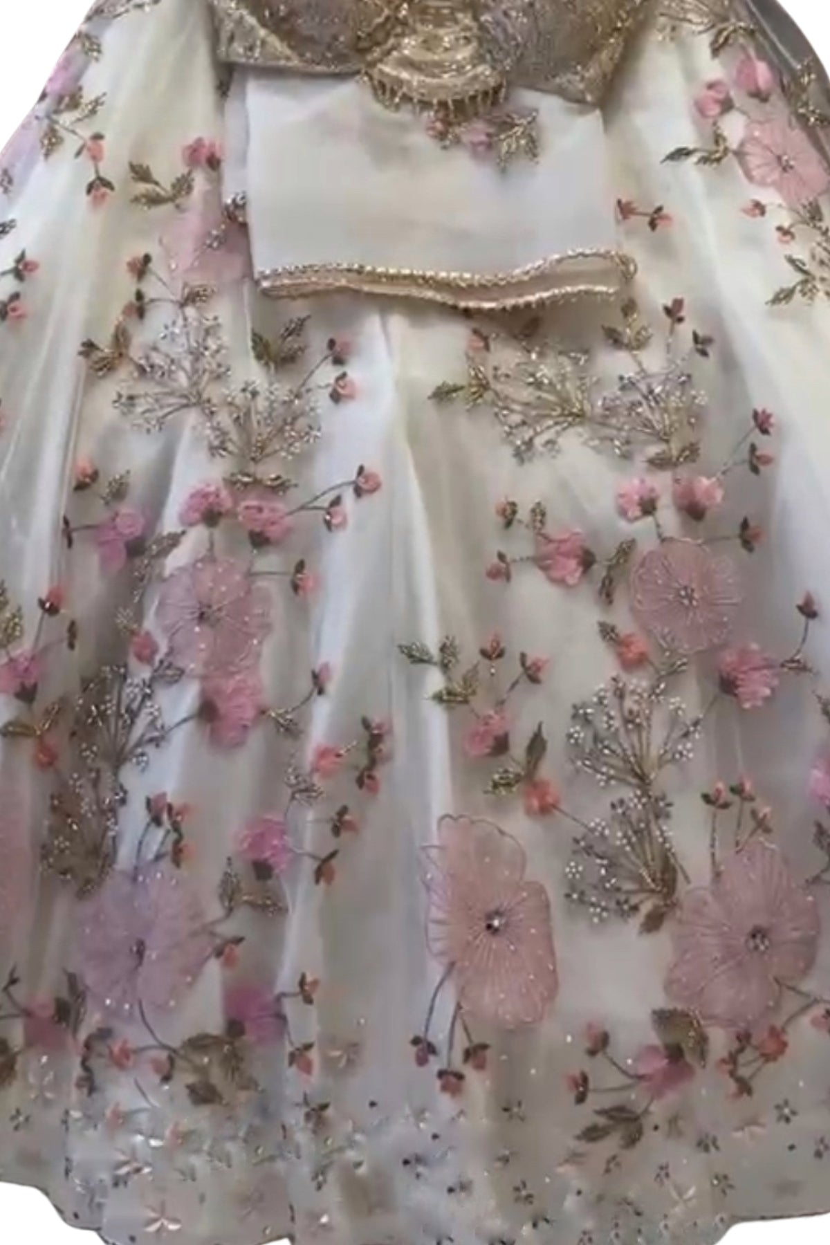 Ivory Tabby Silk Pearl Embroidered Lehenga Set