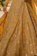 Semi-Stitched Faux Georgette Real Mirror & Sequins Embroidered Lehenga Set