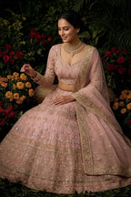Semi-Stitched Soft Butterfly Net Sequins Embroidered Lehenga Set