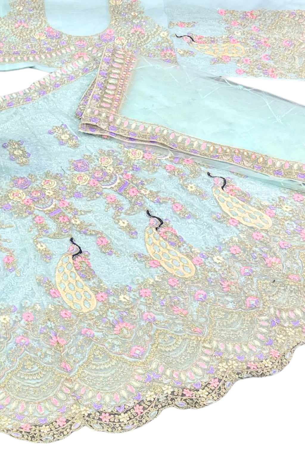 EETH Powder Blue Butterfly Net Lehenga with Coding Sequins Work for Wedding & Party Wear (Copy)