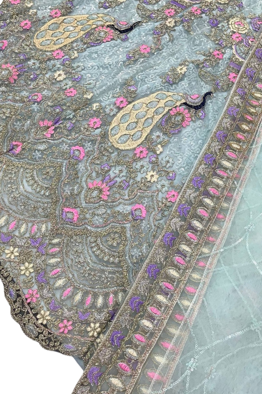 EETH Powder Blue Butterfly Net Lehenga with Coding Sequins Work for Wedding & Party Wear (Copy)