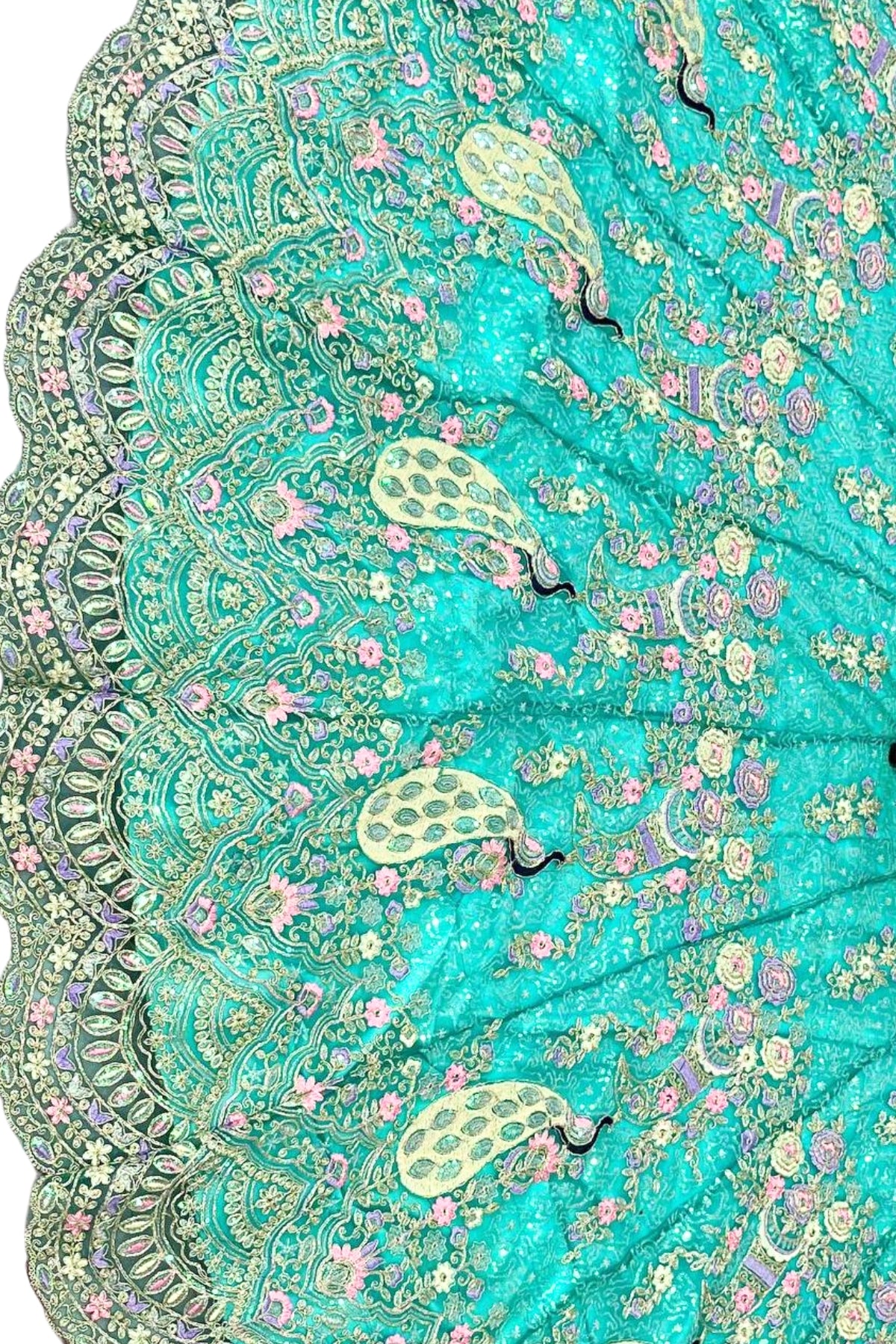 Blue butterfly net lehenga with coding sequins embroidery for wedding and party wear