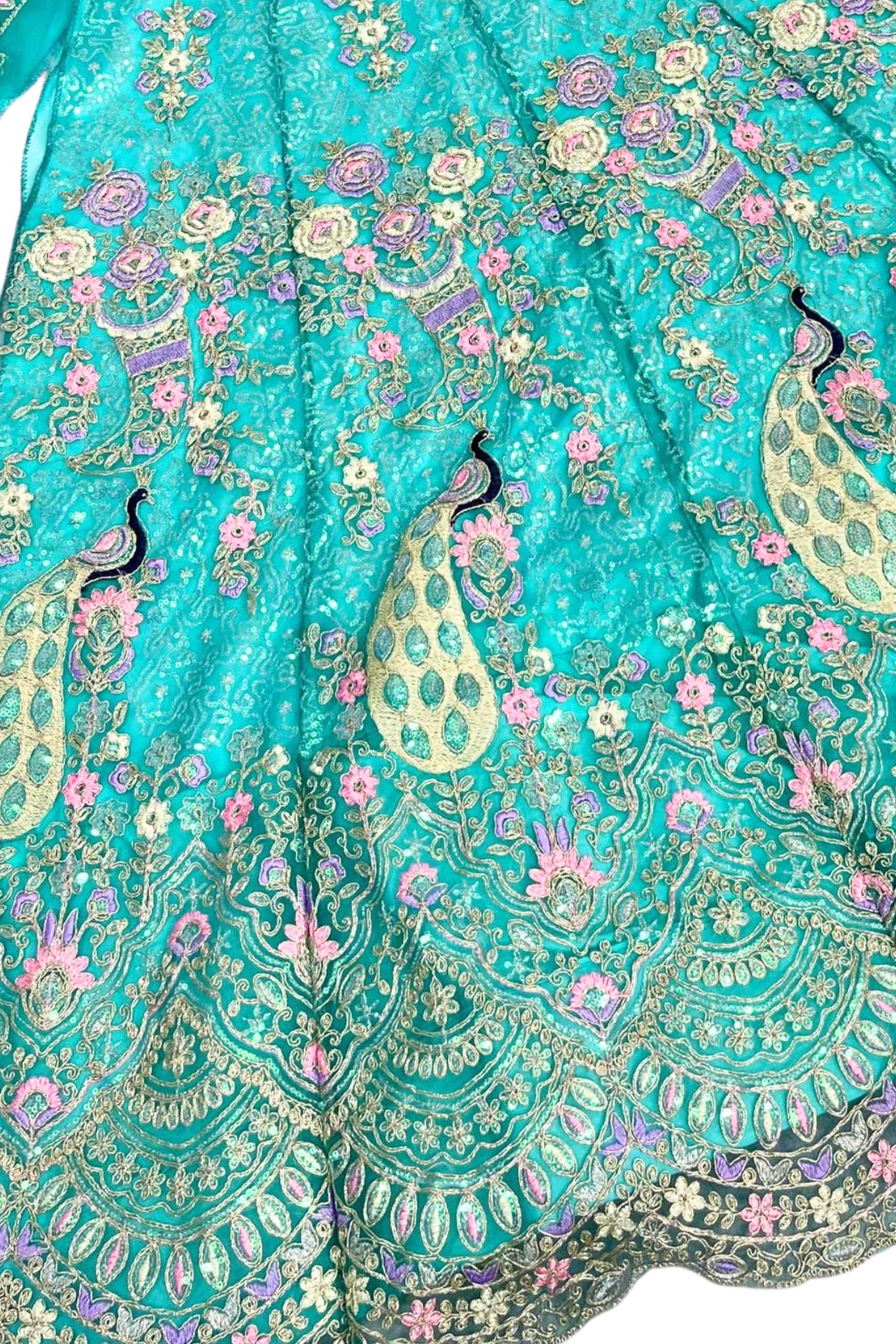 Blue butterfly net lehenga with coding sequins embroidery for wedding and party wear