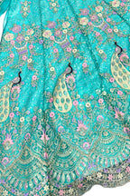 Blue butterfly net lehenga with coding sequins embroidery for wedding and party wear