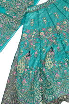 Blue Coding Sequins Work Butterfly Net Lehenga Set