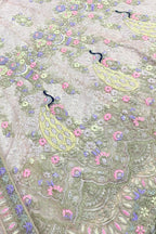 Ivory butterfly net lehenga with coding sequins embroidery for wedding and festive wear