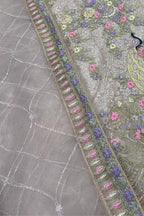 Ivory butterfly net lehenga with coding sequins embroidery for wedding and festive wear