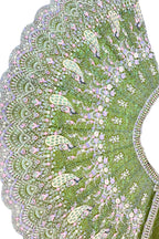 Mehendi green butterfly net lehenga with coding sequins embroidery for wedding and festive wear