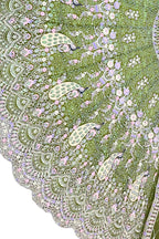 Mehendi green butterfly net lehenga with coding sequins embroidery for wedding and festive wear
