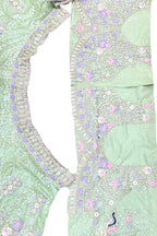 Mint green butterfly net lehenga with coding sequins embroidery for wedding and festive wear