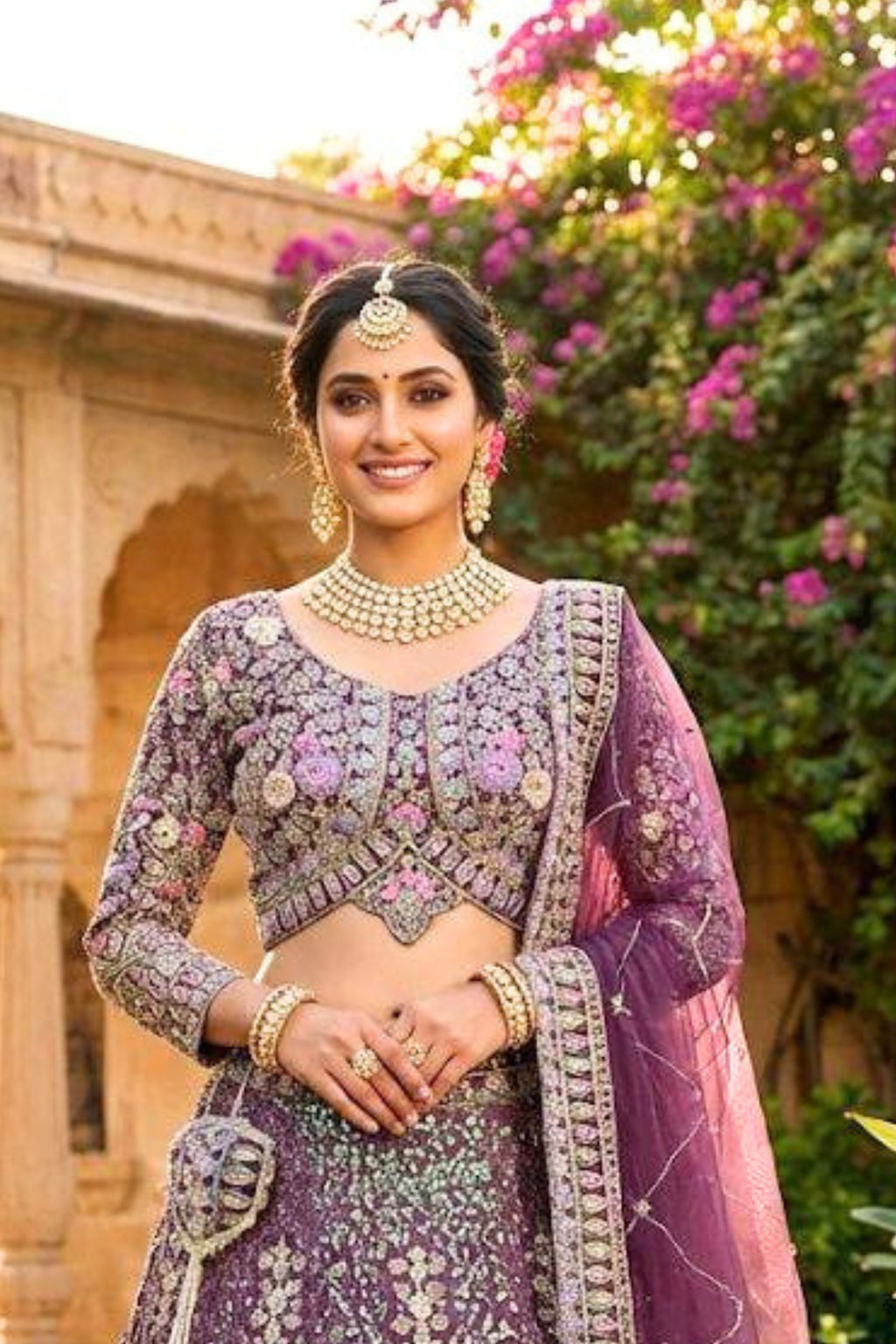 Purple butterfly net lehenga with coding sequins work for wedding and party wear
