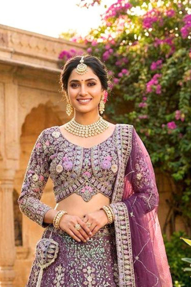 EETH Purple Butterfly Net Lehenga with Coding Sequins Work for Wedding & Party Wear Main Image