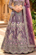 Purple butterfly net lehenga with coding sequins work for wedding and party wear