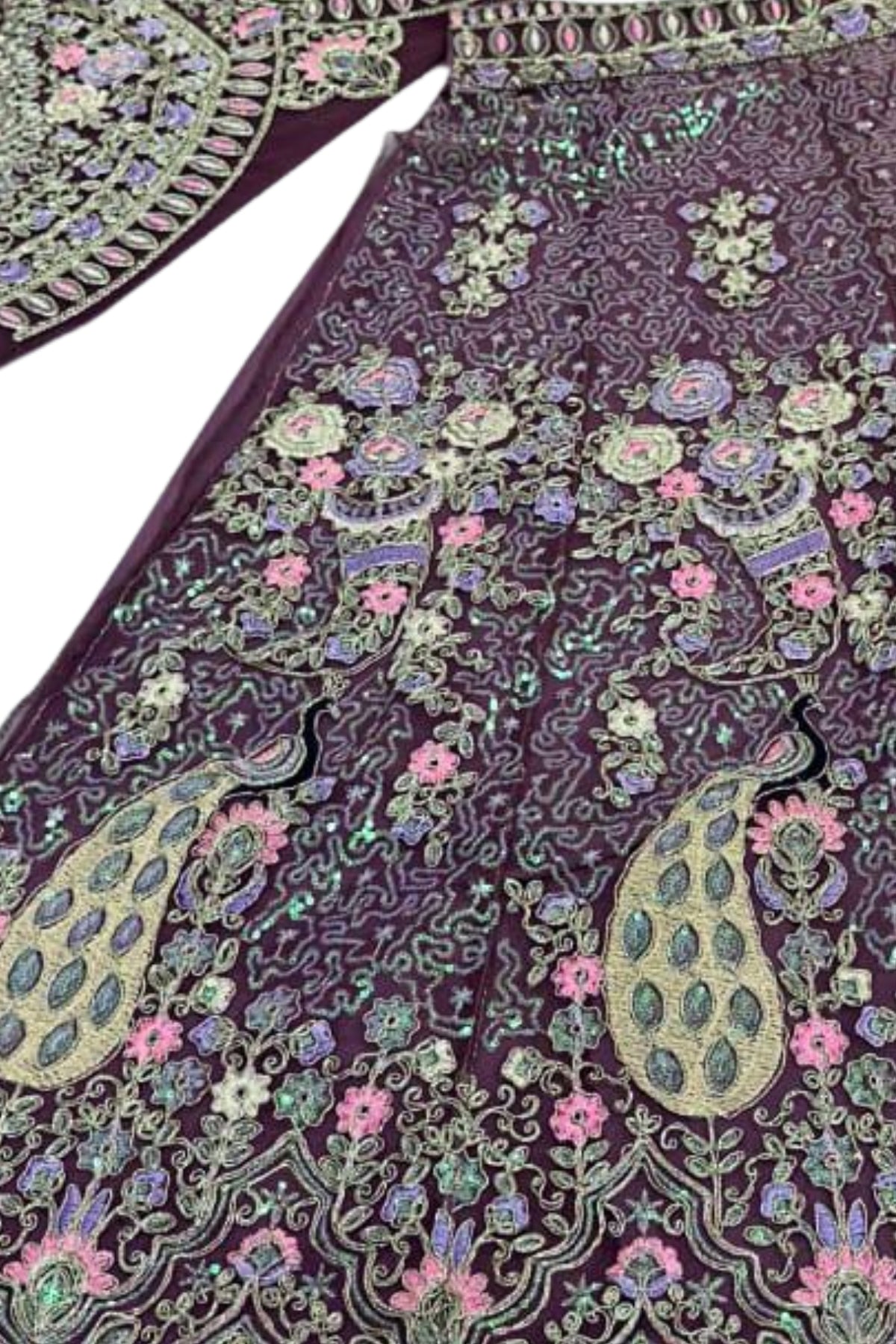Purple butterfly net lehenga with coding sequins work for wedding and party wear