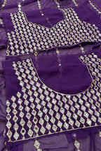Elegant faux georgette saree with real mirror embroidery work for wedding, festive and party wear
