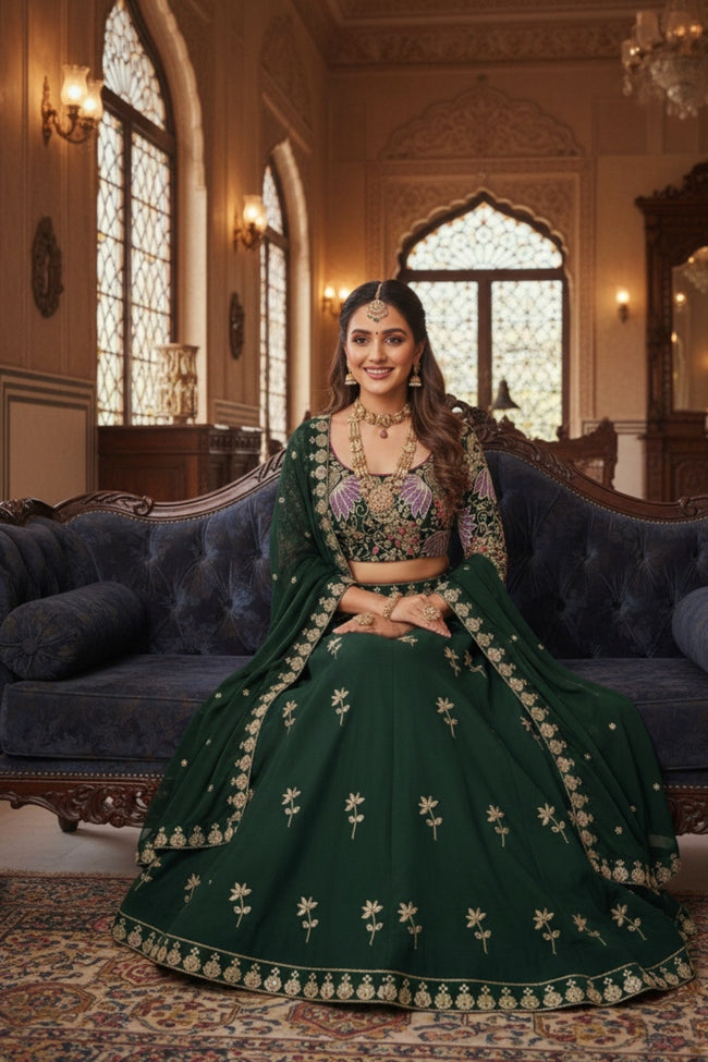 Designer Fox Georgette Sequins Embroidery Lehenga Set Main Image