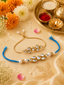 Multi Colour Brass Kundan Rakhi set of 2