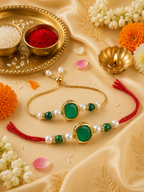 Multi Colour Brass Kundan Rakhi set of 2