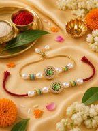 Multi Colour Brass Kundan Rakhi set of 2