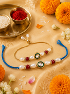 Multi Colour Brass Kundan Rakhi set of 2