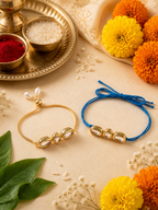 Multi Colour Brass Kundan Rakhi set of 2