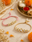 Multi Colour Brass Kundan Rakhi set of 2