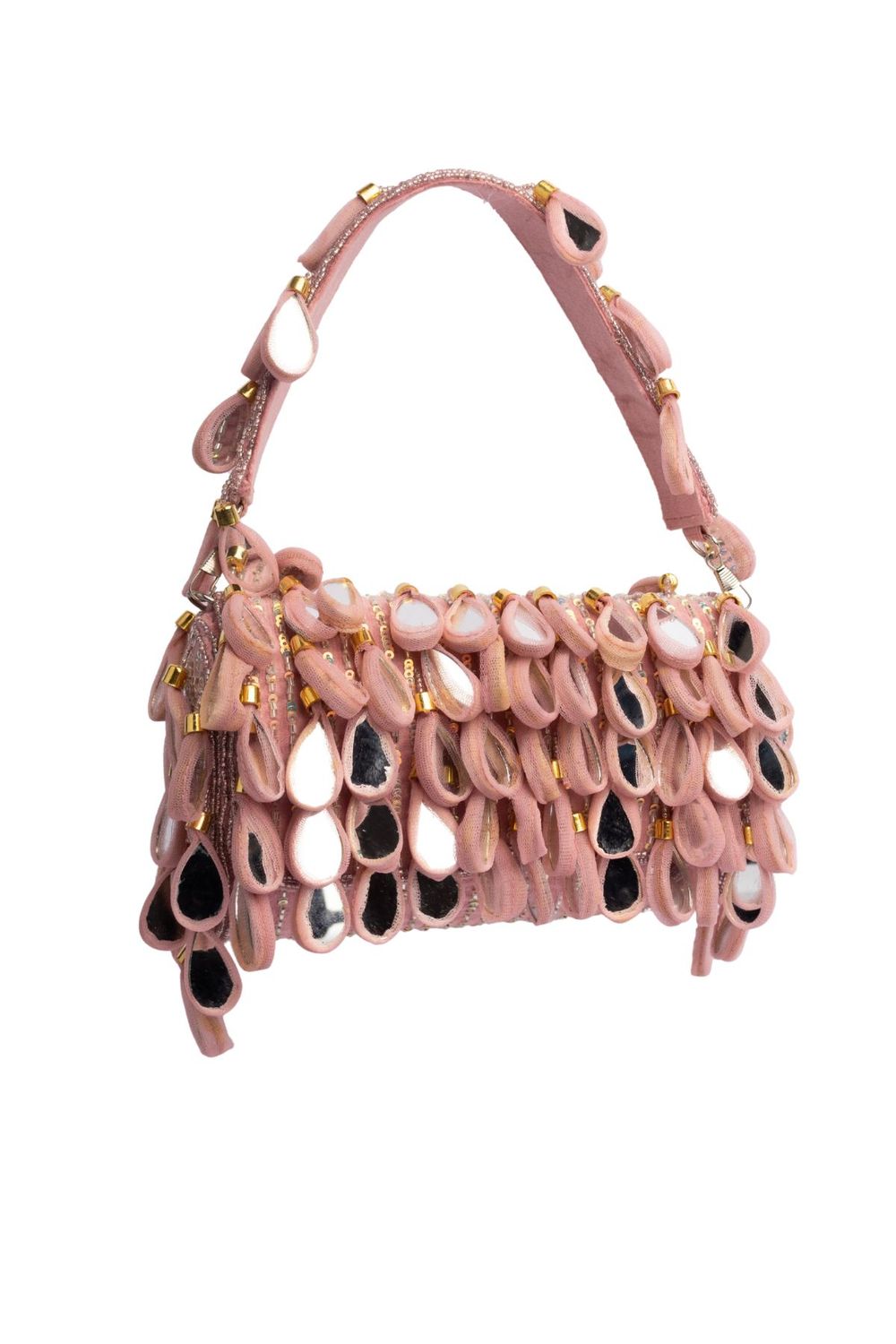 Emerald green handcrafted statement bag with mirror cutdana and sequin embellishments for wedding and festive wear