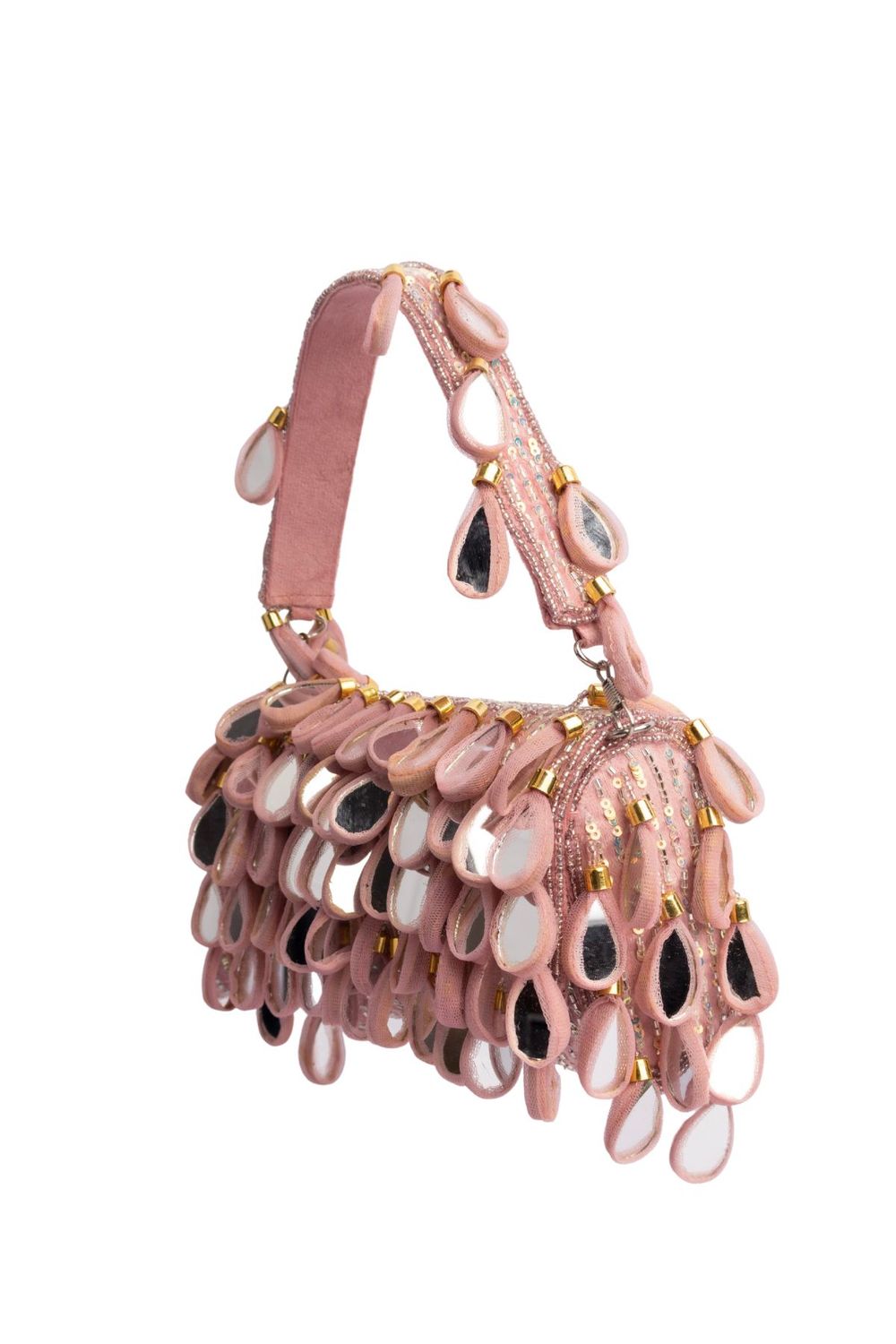 Emerald green handcrafted statement bag with mirror cutdana and sequin embellishments for wedding and festive wear