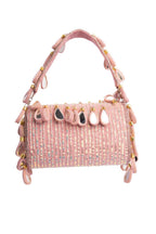 Emerald green handcrafted statement bag with mirror cutdana and sequin embellishments for wedding and festive wear