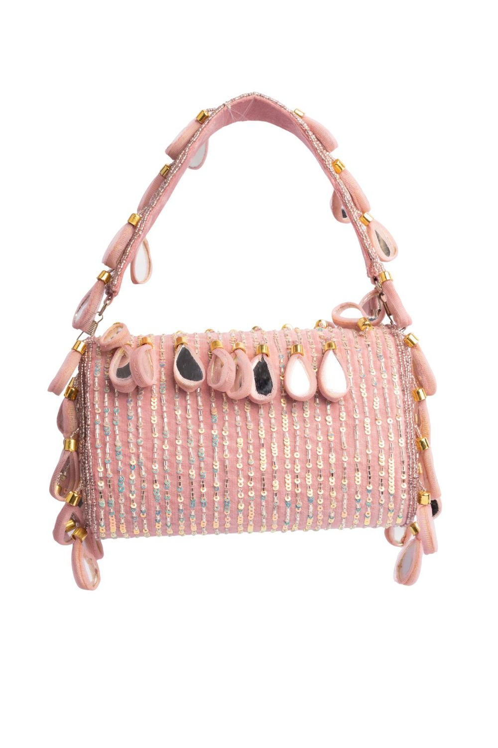 Emerald green handcrafted statement bag with mirror cutdana and sequin embellishments for wedding and festive wear