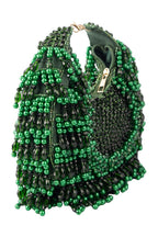 Emerald green pearl and bead embellished ethnic handle bag for wedding and festive wear