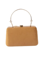 Gold sequin embellished handbag with metal handle raw silk lining and button closure for wedding and festive party wear