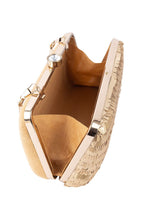 Gold sequin embellished handbag with metal handle raw silk lining and button closure for wedding and festive party wear