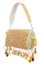 Eeth Silver Base Multicolour Mirror Work Sequin Detailing Clutch Bag