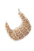Champagne gold pearl and crystal embellished ethnic clutch handle bag for wedding and bridal wear