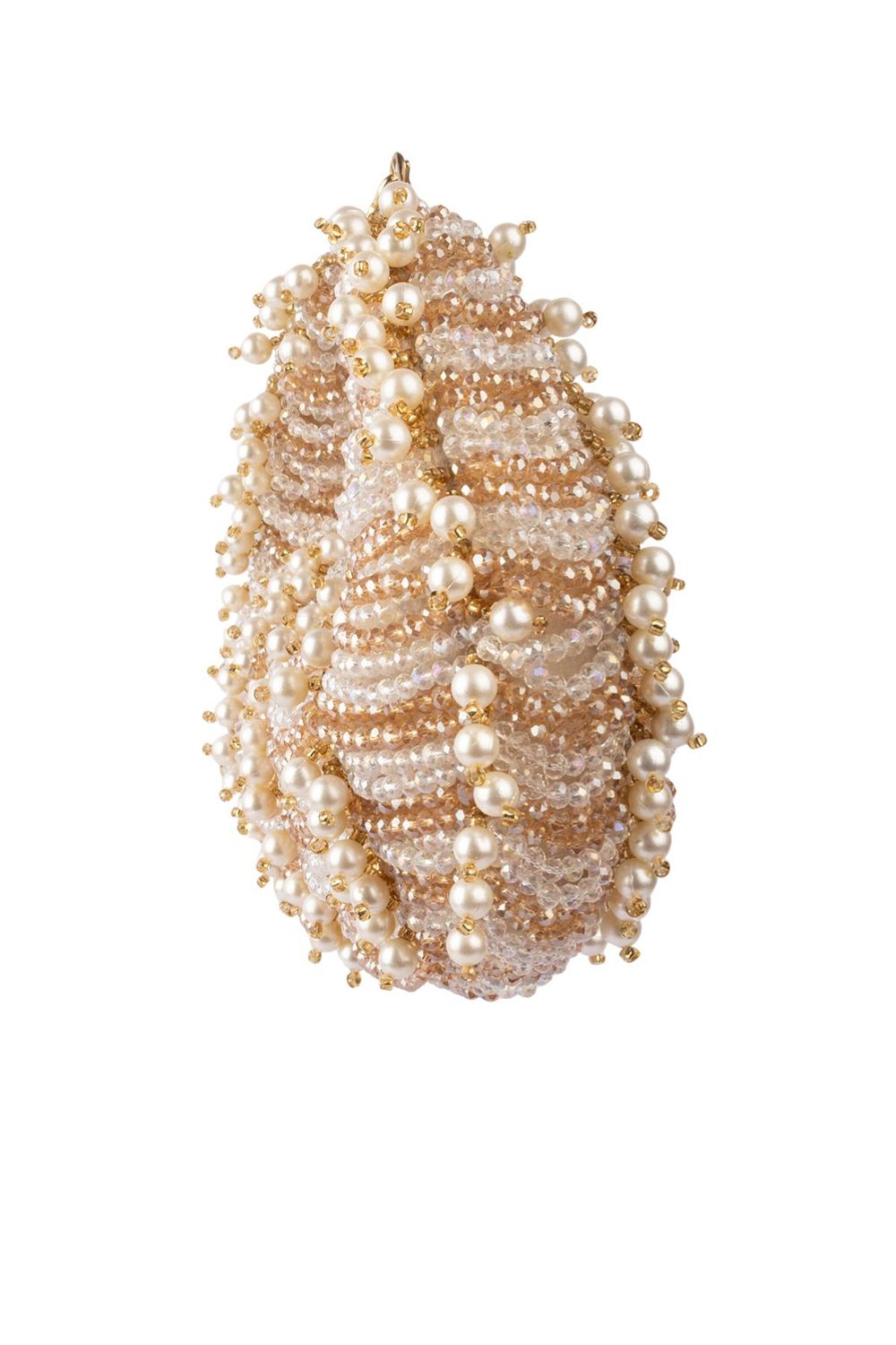 Champagne gold pearl and crystal embellished ethnic clutch handle bag for wedding and bridal wear