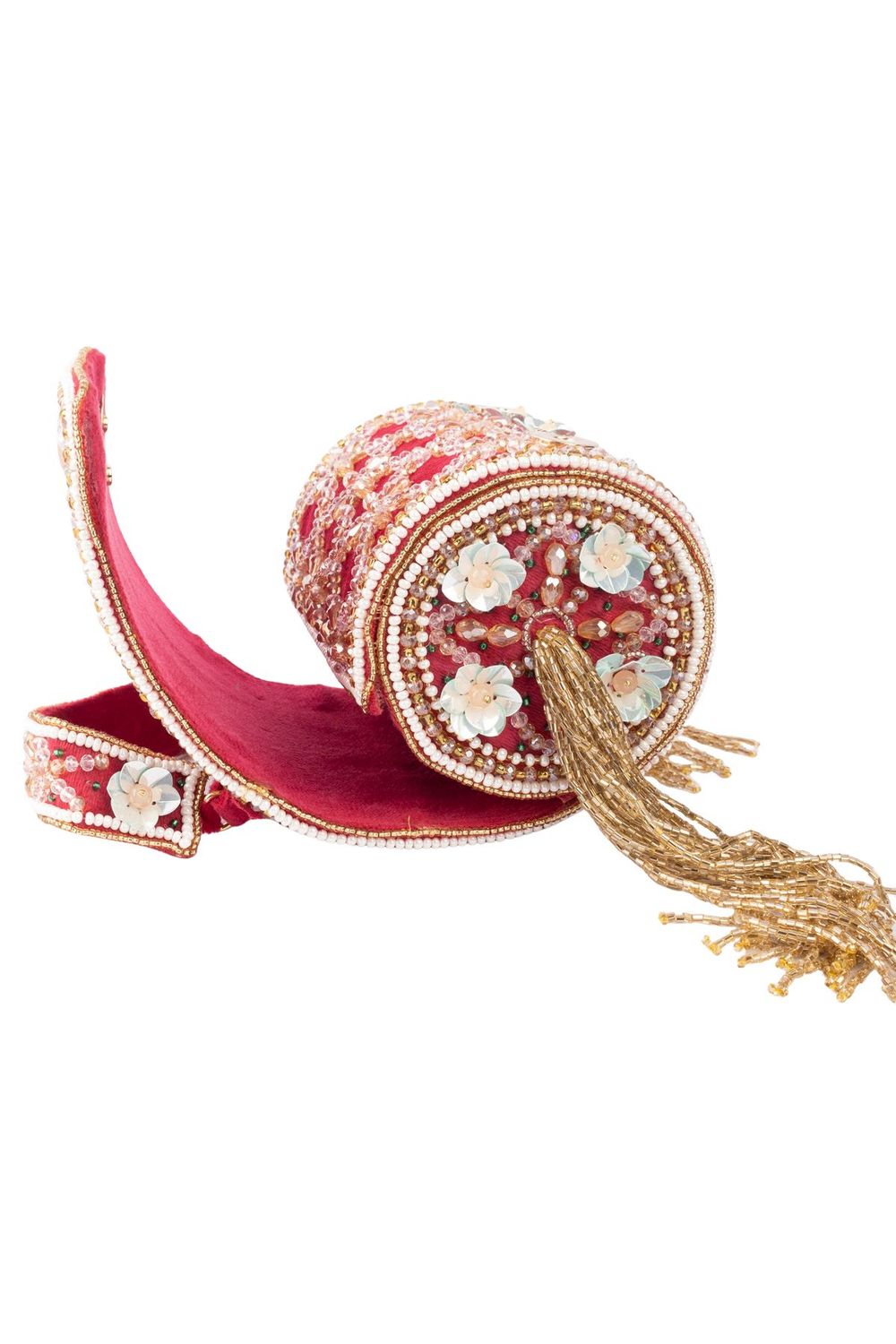 Rani pink hand embellished mini clutch with beads pearls and cutdana work for wedding and party wear
