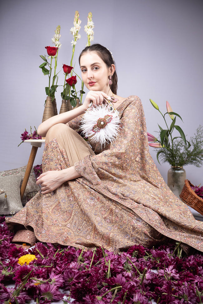 Blush Pink Feather Embellished Mini Bag Main Image