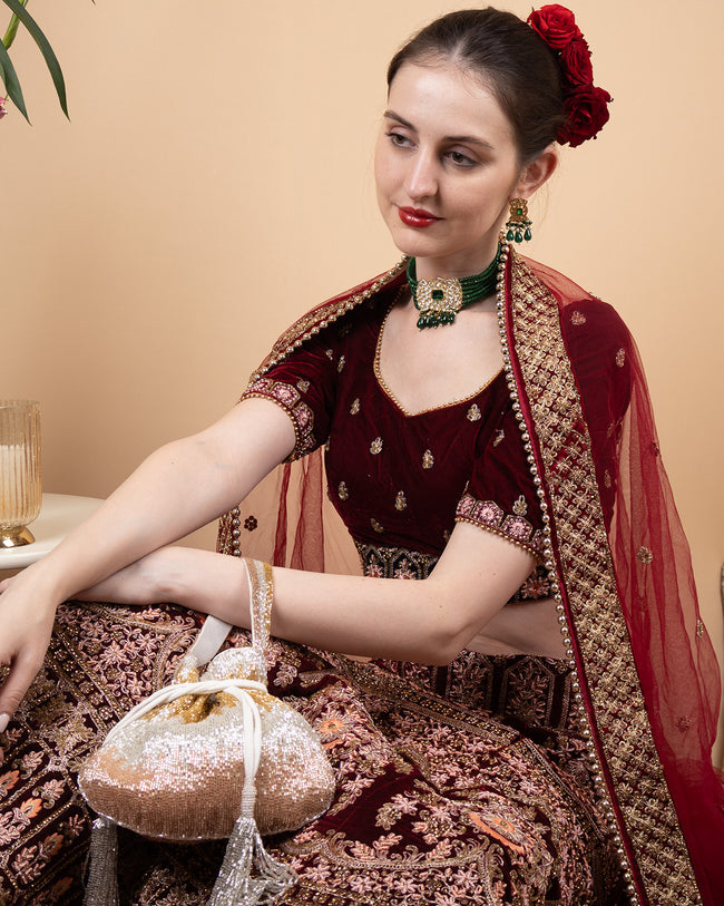 Multicolor Cut Dana Embellished Potli Bag Main Image