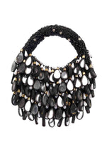 Black mirror work beaded ethnic clutch for women for wedding and party wear