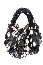 Black mirror work beaded ethnic clutch for women for wedding and party wear